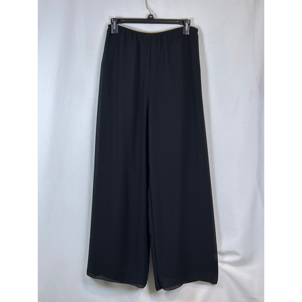 Alex Evenings Wide Leg Pants Womens PM Black Excellent Chiffon Formal Palazzo